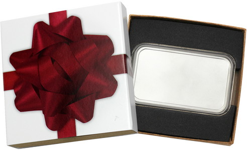 SilverTowne Natural Kraft Paper Gift Box with Maroon Bow Box Sleeve